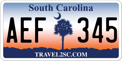 SC license plate AEF345