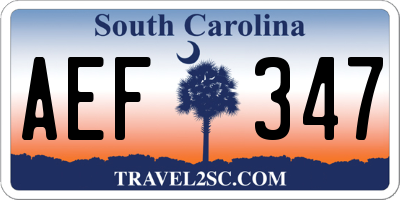 SC license plate AEF347