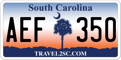 SC license plate AEF350