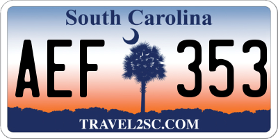 SC license plate AEF353
