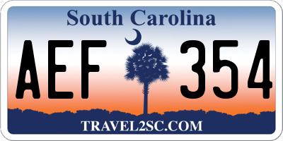 SC license plate AEF354