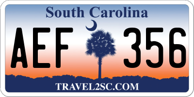 SC license plate AEF356