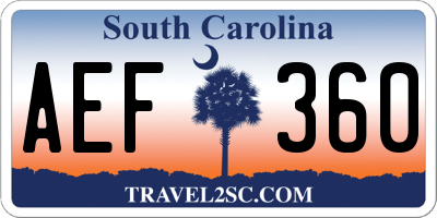SC license plate AEF360