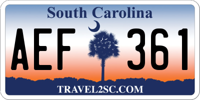 SC license plate AEF361