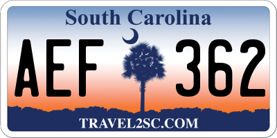 SC license plate AEF362
