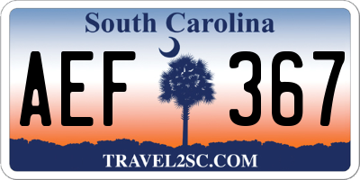 SC license plate AEF367