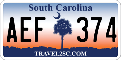 SC license plate AEF374