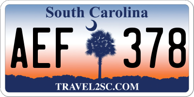 SC license plate AEF378