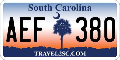 SC license plate AEF380