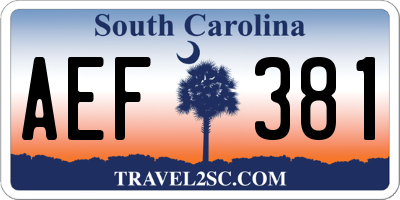 SC license plate AEF381