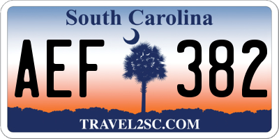 SC license plate AEF382