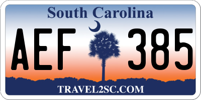 SC license plate AEF385
