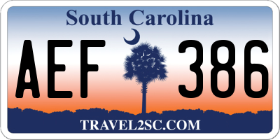SC license plate AEF386