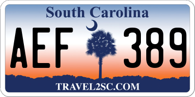 SC license plate AEF389