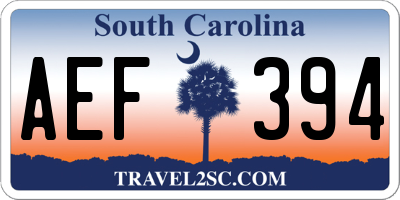 SC license plate AEF394
