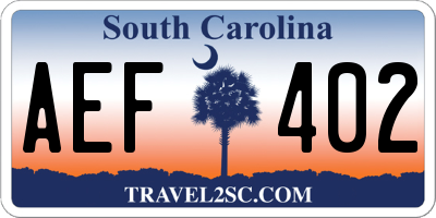 SC license plate AEF402