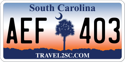 SC license plate AEF403