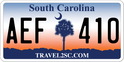 SC license plate AEF410