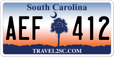 SC license plate AEF412
