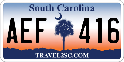 SC license plate AEF416