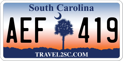 SC license plate AEF419