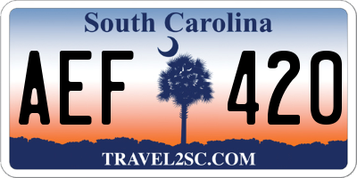 SC license plate AEF420