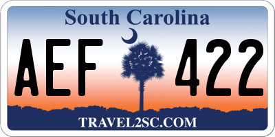 SC license plate AEF422