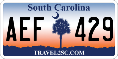 SC license plate AEF429