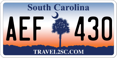SC license plate AEF430