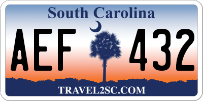 SC license plate AEF432