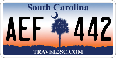 SC license plate AEF442