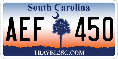 SC license plate AEF450