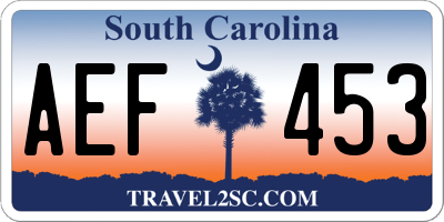 SC license plate AEF453