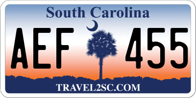 SC license plate AEF455