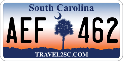 SC license plate AEF462
