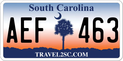 SC license plate AEF463