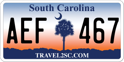 SC license plate AEF467