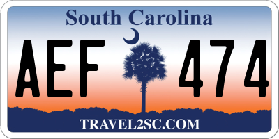 SC license plate AEF474