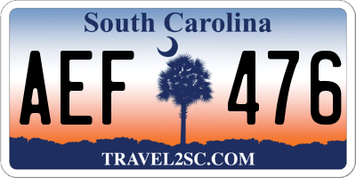 SC license plate AEF476