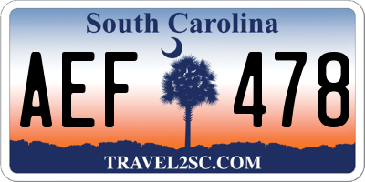SC license plate AEF478