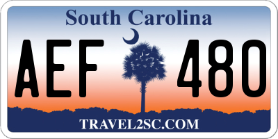 SC license plate AEF480