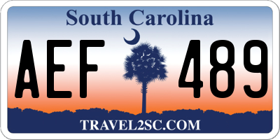 SC license plate AEF489