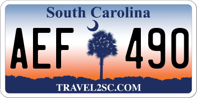 SC license plate AEF490