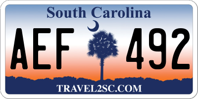 SC license plate AEF492