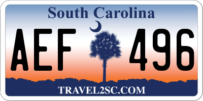 SC license plate AEF496