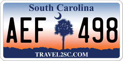 SC license plate AEF498