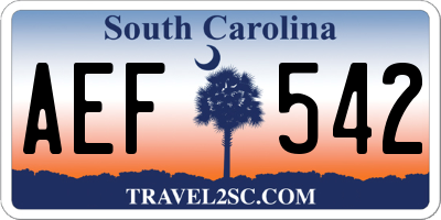 SC license plate AEF542
