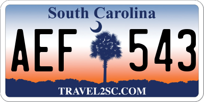 SC license plate AEF543