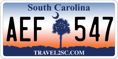 SC license plate AEF547