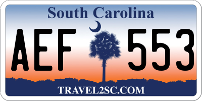 SC license plate AEF553